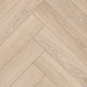 Modern open-plan living room featuring Mazon Milano Herringbone Piazza Oak flooring in a large-scale pattern.